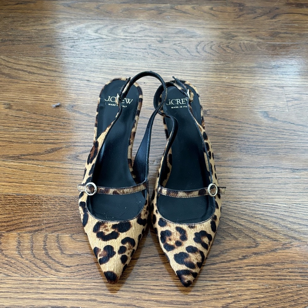 J. Crew Animal Print Slingback Heels - Picture 1 of 5